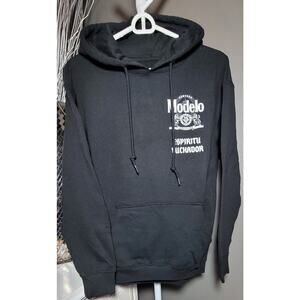 Modelo Puff Print Two Sided Beer Hoodie Black Drinking Shirt Men Unisex Size M